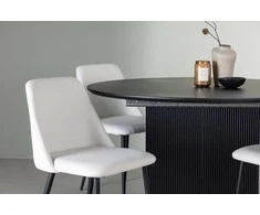 Venture Design Valgomojo komplektas Matilda valgomojo stalas ir naktinės kėdės 130 cm juoda ir balta MDF ir PU
