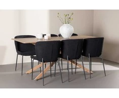 Venture Design Valgomojo komplektas Modesto valgomojo kėdė ir Piazza valgomojo stalas 180x90 cm juoda moka plienas