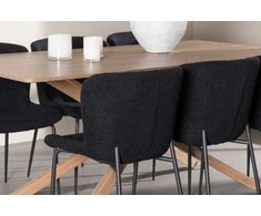 Venture Design Valgomojo komplektas Modesto valgomojo kėdė ir Piazza valgomojo stalas 180x90 cm juoda moka plienas