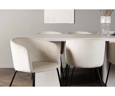 Venture Design Valgomojo komplektas Olga valgomojo stalas ir Berit kėdė 200x75 cm balta veliūras