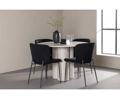 Venture Design Valgomojo komplektas Olivia valgomojo stalas su Modesto kėdėmis 110 cm smėlio spalvos juoda