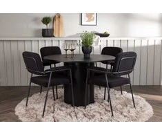 Venture Design Valgomojo komplektas Olivia valgomojo stalas ir Yesterday valgomojo kėdė 110 cm juoda