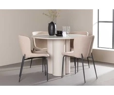 Venture Design Valgomojo komplektas Olivia valgomojo stalas su Modesto valgomojo kėdė 110 cm smėlio spalvos