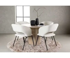 Venture Design Valgomojo komplektas Olivia valgomojo stalas ir dieninė valgomojo kėdė 110 cm balta