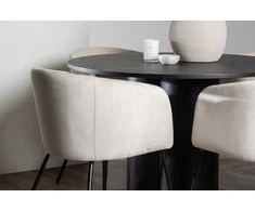 Venture Design Valgomojo komplektas Olivia valgomojo stalas ir Berit kėdė 110 cm juoda smėlio spalvos veliūras
