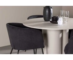 Venture Design Valgomojo komplektas Olivia valgomojo stalas ir Berit kėdės 110 cm smėlio spalvos juoda