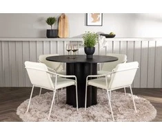 Venture Design Valgomojo komplektas Olivia valgomojo stalas ir Tvist valgomojo kėdė 110 cm juoda smėlio spalvos