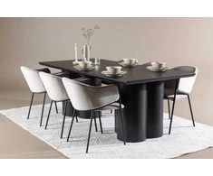 Venture Design Valgomojo komplektas Olivia valgomojo stalas ir Evelina valgomojo kėdė 210x100 cm juoda