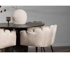Venture Design Valgomojo komplektas Olivia valgomojo stalas ir Limhamn kėdė 110 cm juoda smėlio spalvos veliūras