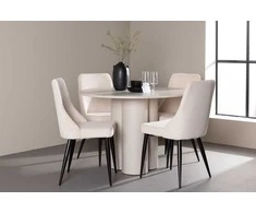 Venture Design Valgomojo komplektas Olivia valgomojo stalas su Leone kėdėmis 110 cm smėlio spalvos