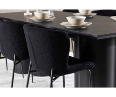 Venture Design Valgomojo komplektas Olivia valgomojo stalas su Modesto valgomojo kėde 210x100 cm juodas