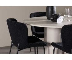 Venture Design Valgomojo komplektas Olivia valgomojo stalas su Modesto kėdėmis 110 cm smėlio spalvos juoda