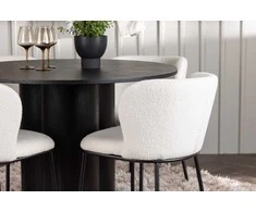 Venture Design Valgomojo komplektas Olivia valgomojo stalas ir Edina valgomojo kėdė 110 cm Juoda Balta