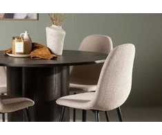 Venture Design Valgomojo komplektas Olivia valgomojo stalas ir Polar valgomojo kėdės 110 cm Ruda Smėlio spalvos MDF Audinys Metalas