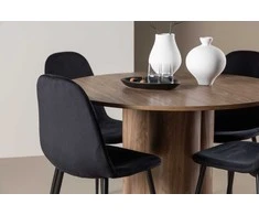 Venture Design Valgomojo komplektas Olivia valgomojo stalas ir Polar kėdės 110 cm Moka juodas aksomas