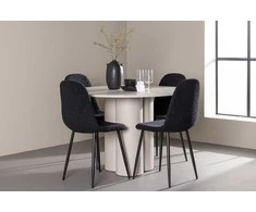 Venture Design Valgomojo komplektas Olivia valgomojo stalas su Polar kėdėmis 110 cm smėlio spalvos juoda