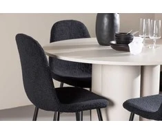 Venture Design Valgomojo komplektas Olivia valgomojo stalas su Polar kėdėmis 110 cm smėlio spalvos juoda