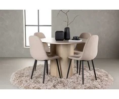 Venture Design Valgomojo komplektas Olivia valgomojo stalas ir Polar valgomojo kėdė 110 cm Balta Juoda Smėlio Spalva Mediena Plienas