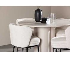 Venture Design Valgomojo komplektas Olivia valgomojo stalas su Agnes kėdėmis 110 cm smėlio baltas