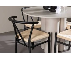 Venture Design Valgomojo komplektas Olivia valgomojo stalas su Alfons valgomojo kėdė 110 cm smėlio spalvos