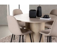 Venture Design Valgomojo komplektas Olivia valgomojo stalas ir Polar valgomojo kėdė 110 cm Balta Juoda Smėlio Spalva Mediena Plienas