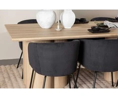 Venture Design Valgomojo komplektas Olivia valgomojo stalas su Berit valgomojo kėdė 210x100 cm balintos plieno aksomas