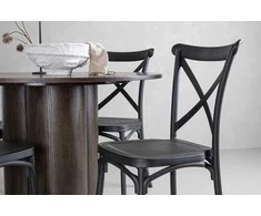 Venture Design Valgomojo komplektas Olivia valgomojo stalas ir Crosett kėdės Mocca ir juodos spalvos