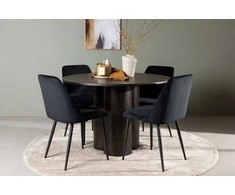 Venture Design Valgomojo komplektas Olivia valgomojo stalas ir naktinė valgomojo kėdė 110 cm juoda