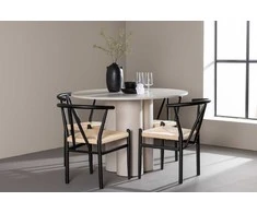 Venture Design Valgomojo komplektas Olivia valgomojo stalas su Alfons valgomojo kėdė 110 cm smėlio spalvos