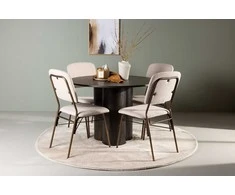 Venture Design Valgomojo komplektas Olivia valgomojo stalas ir Seda valgomojo kėdė 110 cm Ruda Smėlio spalvos MDF Plienas