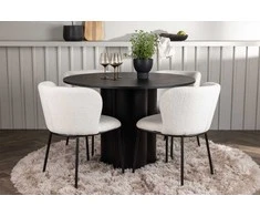 Venture Design Valgomojo komplektas Olivia valgomojo stalas ir Edina valgomojo kėdė 110 cm Juoda Balta