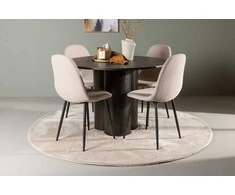 Venture Design Valgomojo komplektas Olivia valgomojo stalas ir Polar valgomojo kėdės 110 cm Ruda Smėlio spalvos MDF Audinys Metalas