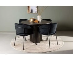 Venture Design Valgomojo komplektas Olivia valgomojo stalas ir Selma valgomojo kėdė 110 cm ruda juodas faneruotė aksomas