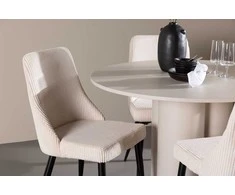 Venture Design Valgomojo komplektas Olivia valgomojo stalas su Leone kėdėmis 110 cm smėlio spalvos