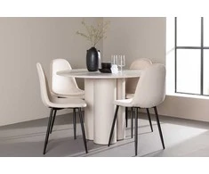 Venture Design Valgomojo komplektas Olivia valgomojo stalas su Polar valgomojo kėde 110 cm smėlio spalvos
