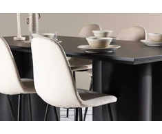 Venture Design Valgomojo komplektas Olivia valgomojo stalas su Polar valgomojo kėdė 210x100 cm juoda smėlio spalvos