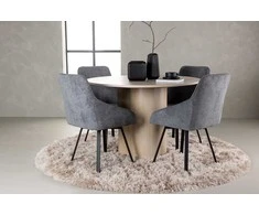 Venture Design Valgomojo komplektas Olivia valgomojo stalas ir Rosie valgomojo kėdės 110 cm balta medžiaga