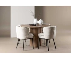Venture Design Valgomojo komplektas Olivia stalas ir Agnes kėdės 110 cm moka balta