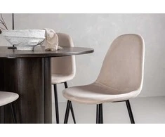 Venture Design Valgomojo komplektas Olivia valgomojo stalas ir Polar valgomojo kėdė, smėlio spalvos veliūras, juodos kojos