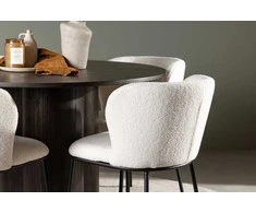 Venture Design Valgomojo komplektas Olivia valgomojo stalas ir Edina valgomojo kėdė 110 cm Ruda Balta Audinys