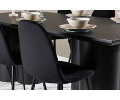 Venture Design Valgomojo komplektas Olivia valgomojo stalas su Polar valgomojo kėdė 210x100 cm juoda
