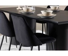 Venture Design Valgomojo komplektas Olivia valgomojo stalas ir naktinė valgomojo kėdė 210x100 cm juoda