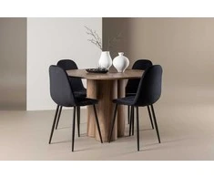 Venture Design Valgomojo komplektas Olivia valgomojo stalas ir Polar kėdės 110 cm Moka juodas aksomas