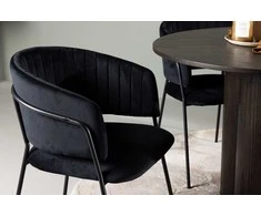 Venture Design Valgomojo komplektas Olivia valgomojo stalas ir Selma valgomojo kėdė 110 cm ruda juodas faneruotė aksomas