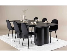 Venture Design Valgomojo komplektas Olivia valgomojo stalas su Polar valgomojo kėdė 210x100 cm juoda
