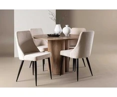 Venture Design Valgomojo komplektas Olivia valgomojo stalas su Leone kėdėmis 110 cm smėlio spalvos