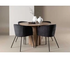 Venture Design Valgomojo komplektas Olivia stalas ir Berit kėdės 110 cm Moka Juoda