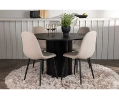 Venture Design Valgomojo komplektas Olivia valgomojo stalas ir Polar valgomojo kėdė 110 cm juoda smėlio spalvos