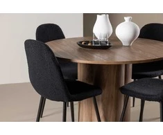 Venture Design Valgomojo komplektas Olivia valgomojo stalas ir Polar valgomojo kėdė 110 cm moka juoda