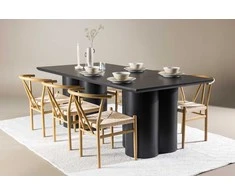 Venture Design Valgomojo komplektas Olivia valgomojo stalas su Alfons valgomojo kėde 210x100 cm juodas